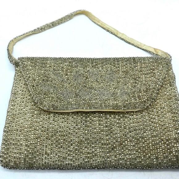 Vintage 60s Richere Bag by Walborg Japan Gold Hand Made Beaded Evening Purse - Picture 1 of 10